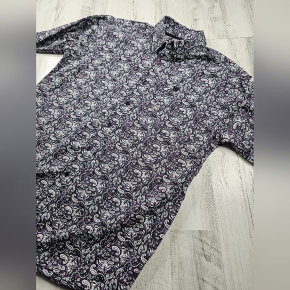 Cinch Paisley Purple Button Up Long Sleeve Cotton Shirt Men's Size S - Picture 3 of 7